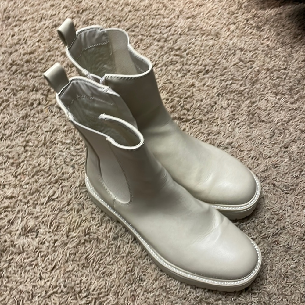 Cream sparkly combat boots